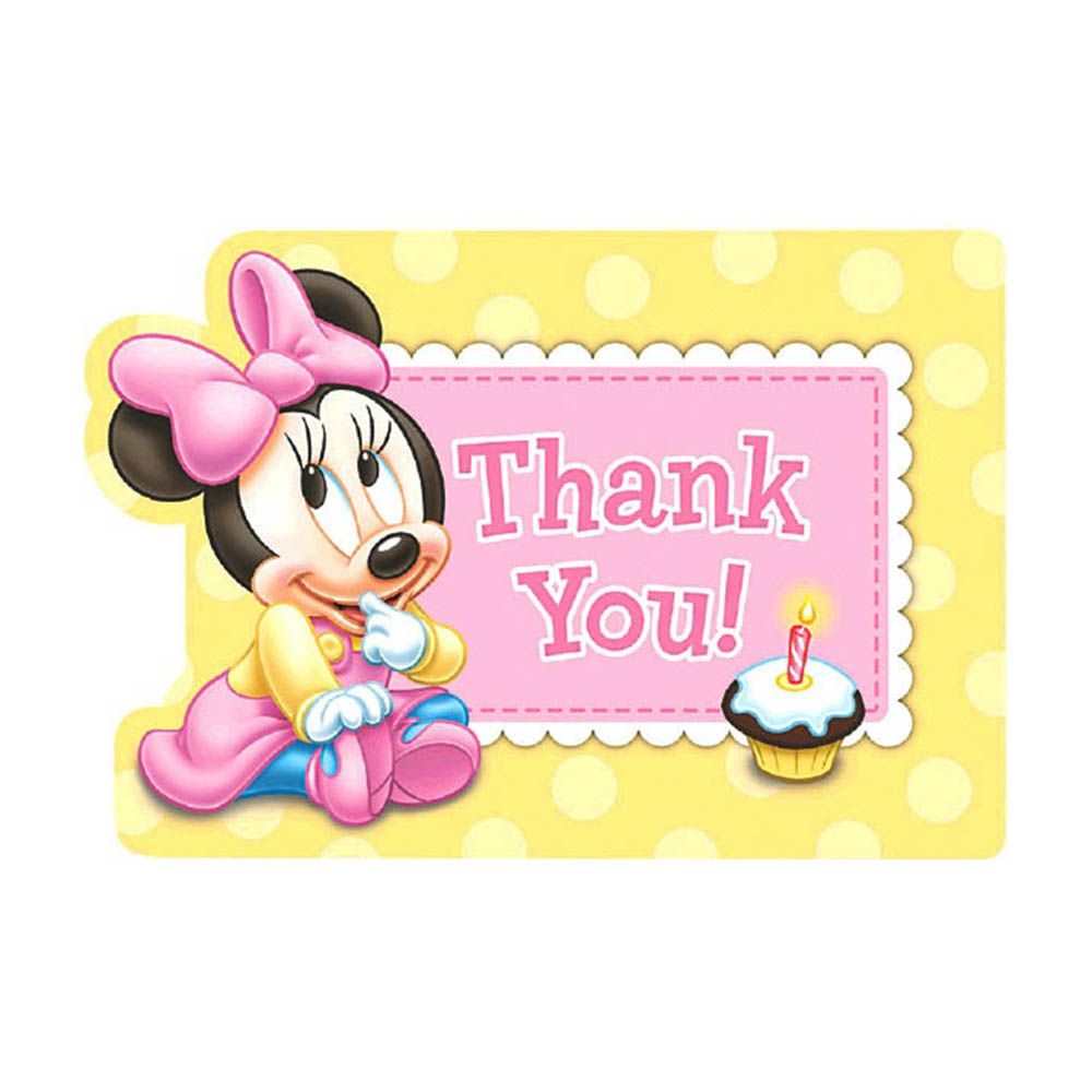 8 Baby Minnie Mouse Childrens 1st Birthday Party Thank You cards Plus Envelopes eBay