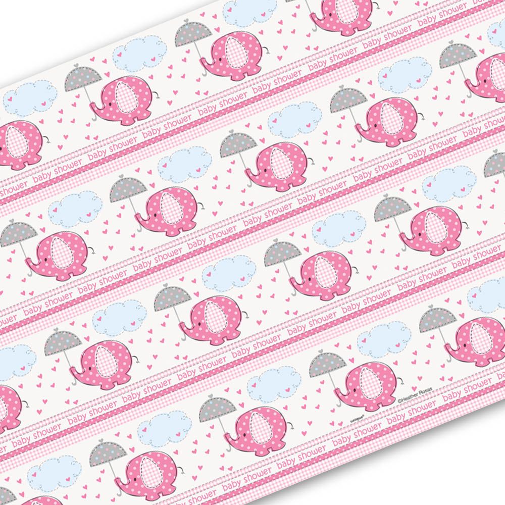 5ft Pink Girl's CUTE ELEPHANT Baby Shower Party Gift Wrap Wrapping