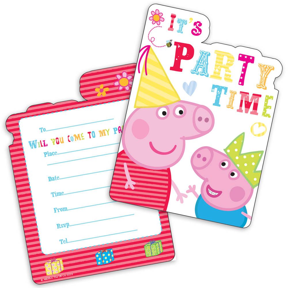 6 Peppa Pig RED Birthday Party Invitations Invites Plus Envelopes eBay