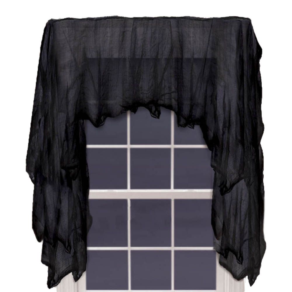 Haunted Halloween Gothic Black Gauze Window Drape Net Curtain