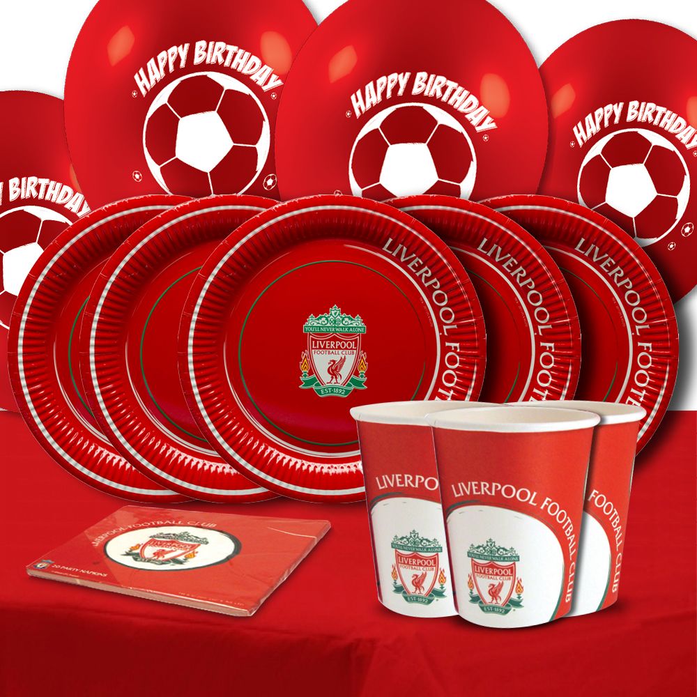 Official Liverpool Red Football Birthday Party Balloon Tableware Pack