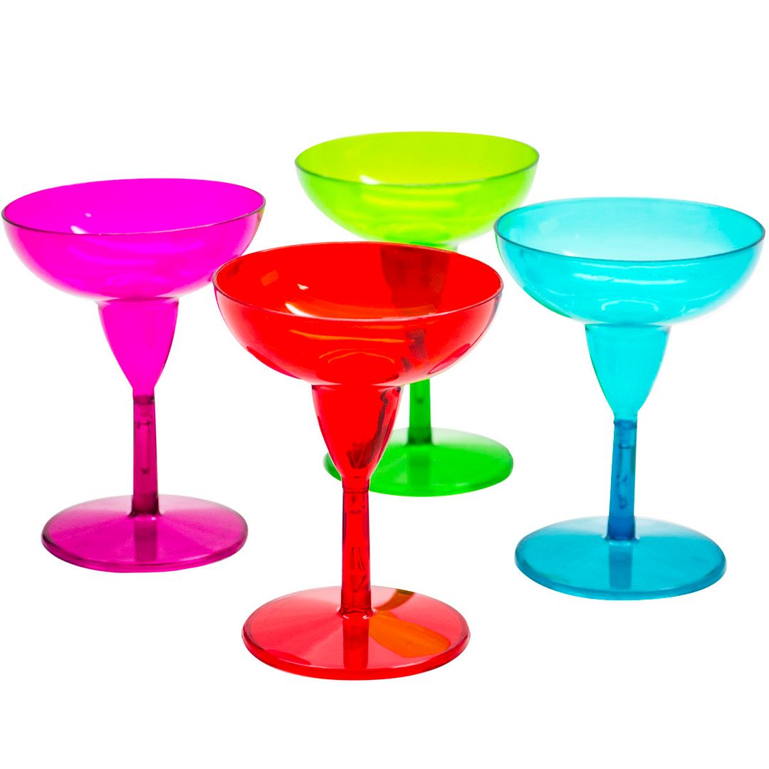 20 Tropical New Year Multi Coloured 2oz Mini Plastic Margarita Cocktail