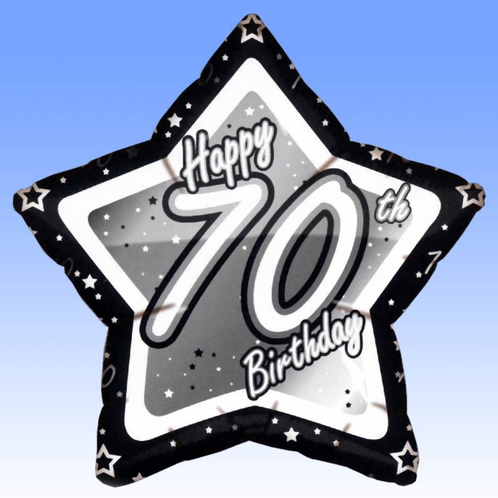18 Happy 70th Birthday Black Star Shape Foil Balloon Ps Ebay