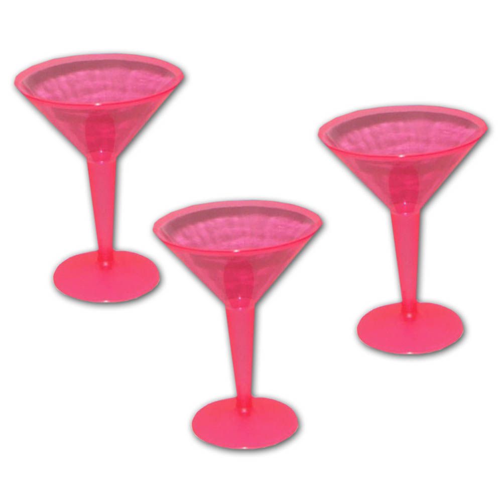 10 Tropical Luau Hen Night Party Neon Pink Plastic Cocktail Martini