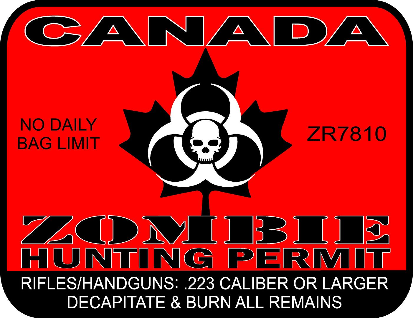 This  auction is for one red vinyl CANADA ZOMBIE HUNTING 