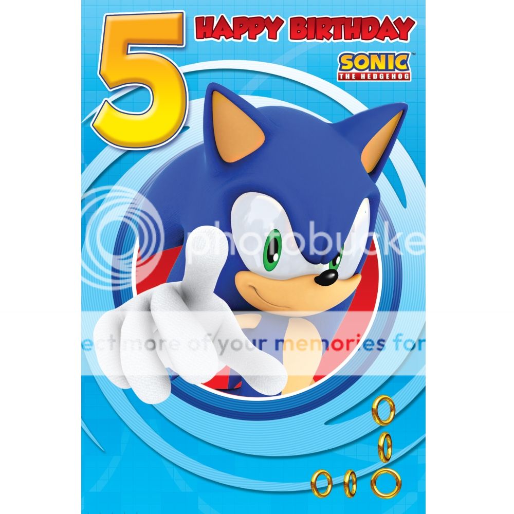 Sonic The Hedgehog Happy 5th Birthday Card With Envelope