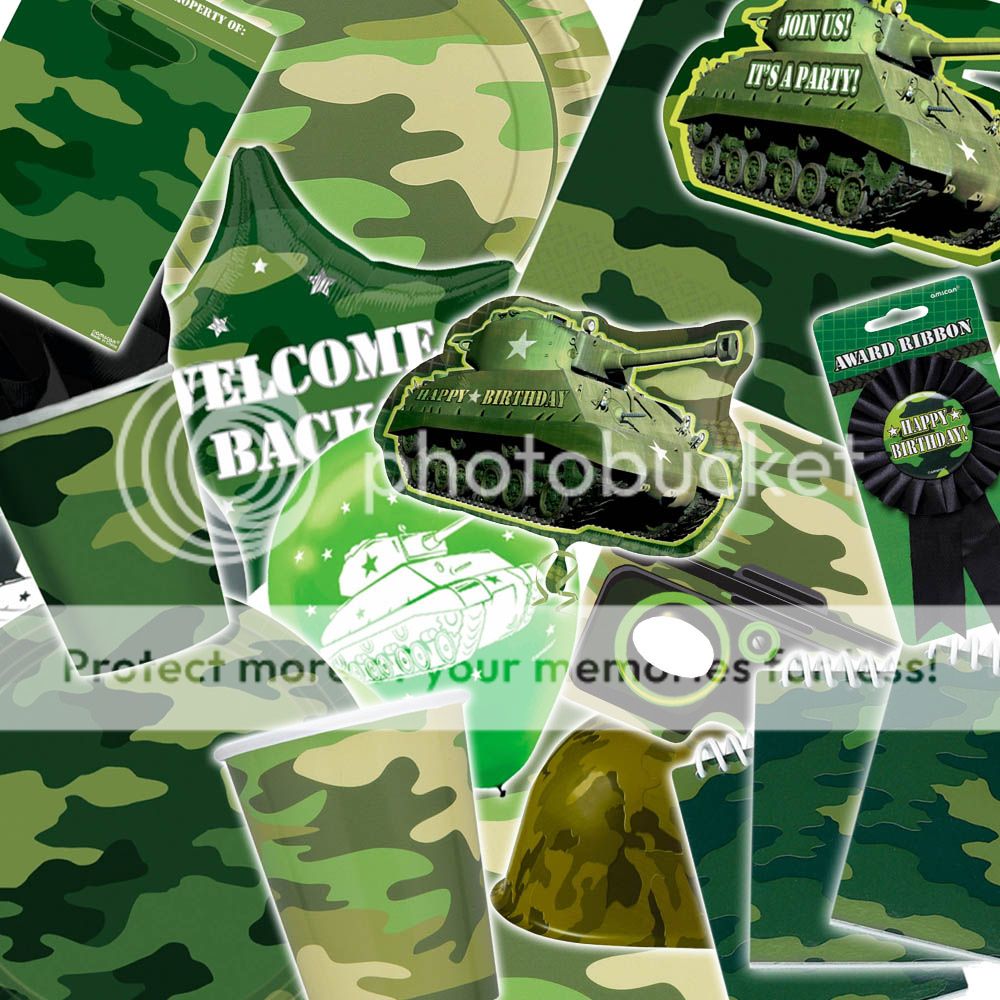 Army Forces Camouflage Soldier Party Tableware Decorations All in One 