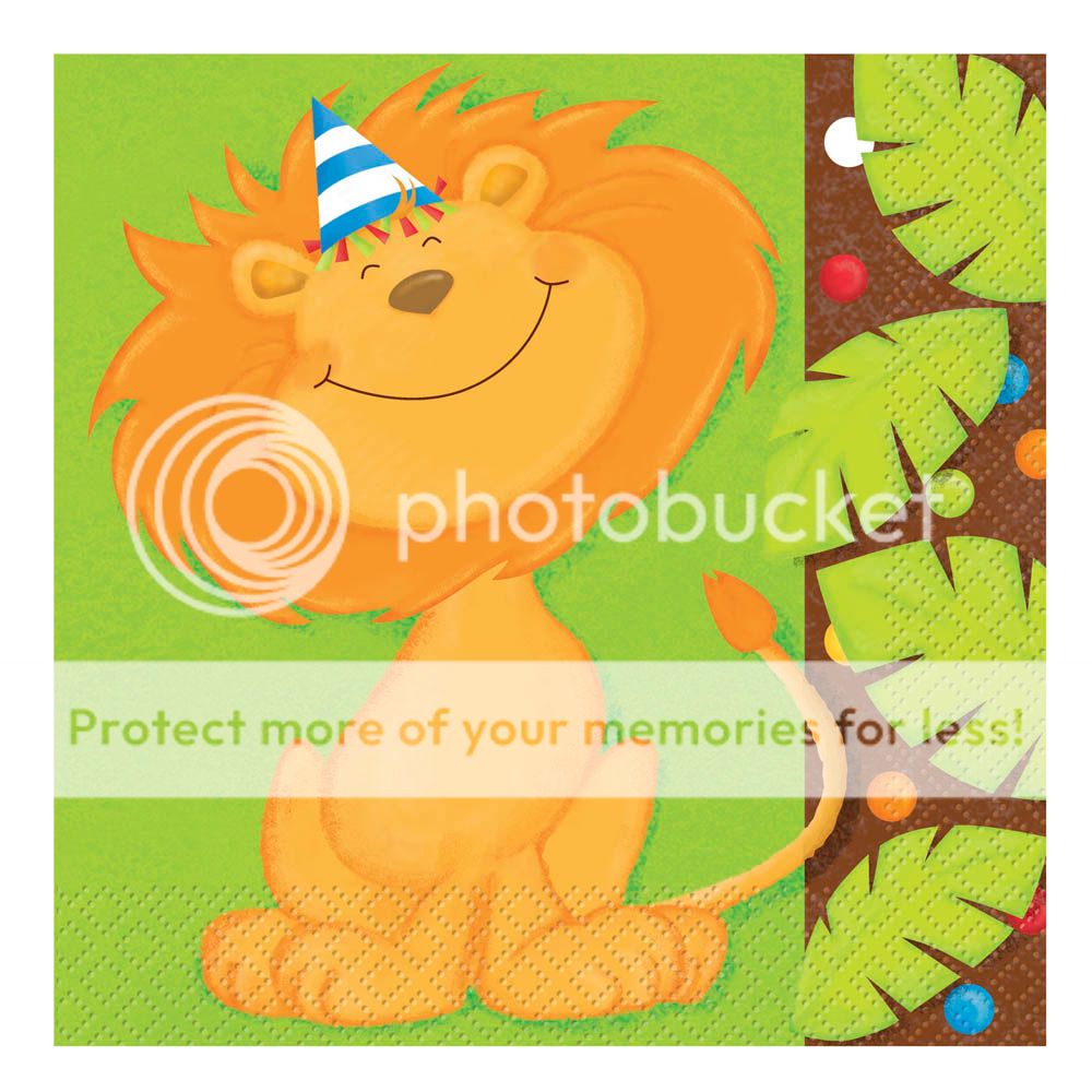 16 Cartoon Jungle Birthday Party 33cm Disposable 2ply Paper Napkins