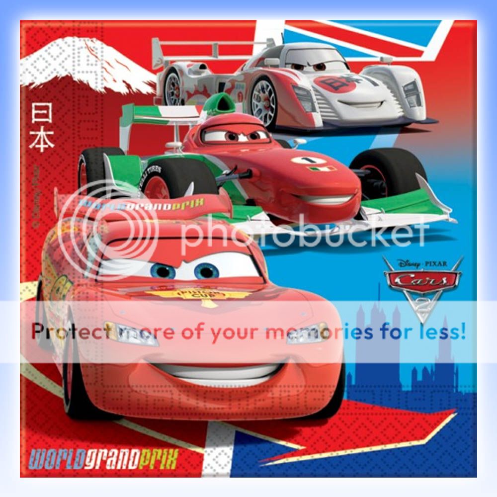 20 Disney CARS 2 Party Disposable 2ply Paper Napkins  
