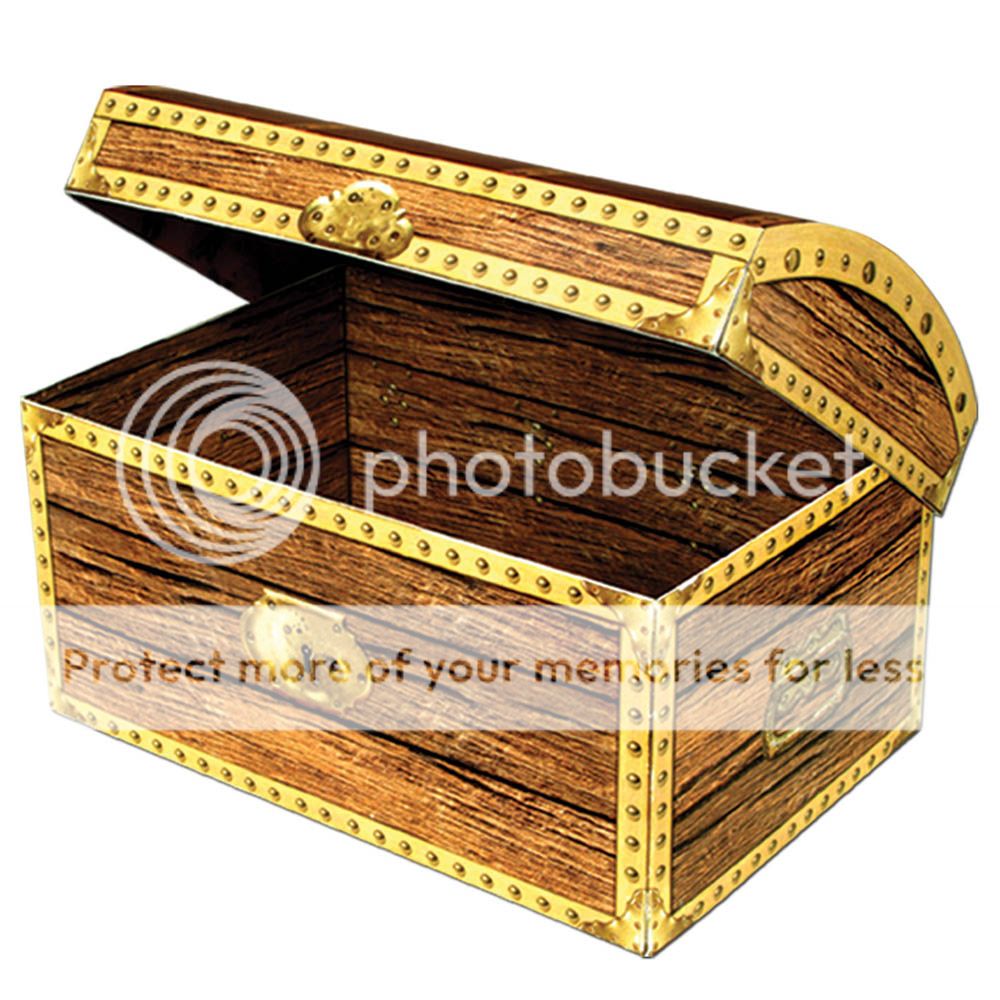 Pirate Party Large 30cm Card Treasure Chest Loot Favour Gift Box Decoration