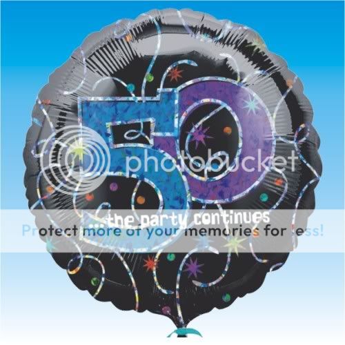 18" Black 50th Birthday Prismatic Foil Balloon Party